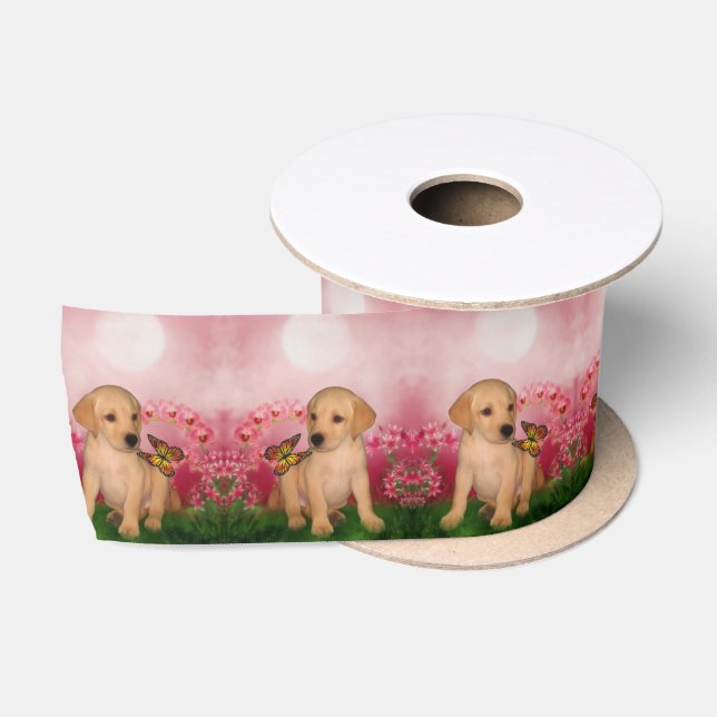 Ruban En Satin Papillon de marionnette du Labrador Chien Art (Bobine)