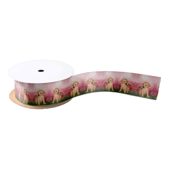 Ruban En Satin Papillon de marionnette du Labrador Chien Art (Bobine)