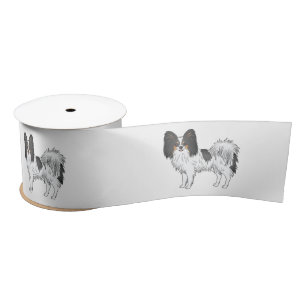Ruban En Satin Papillon tricolore mignon et heureux chiens de des