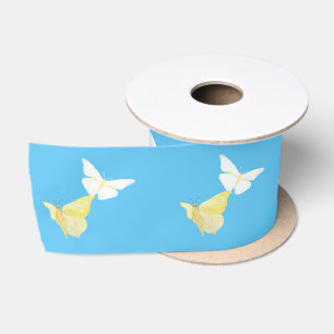 Ruban En Satin Papillons blancs et jaunes clairs Flying Blue