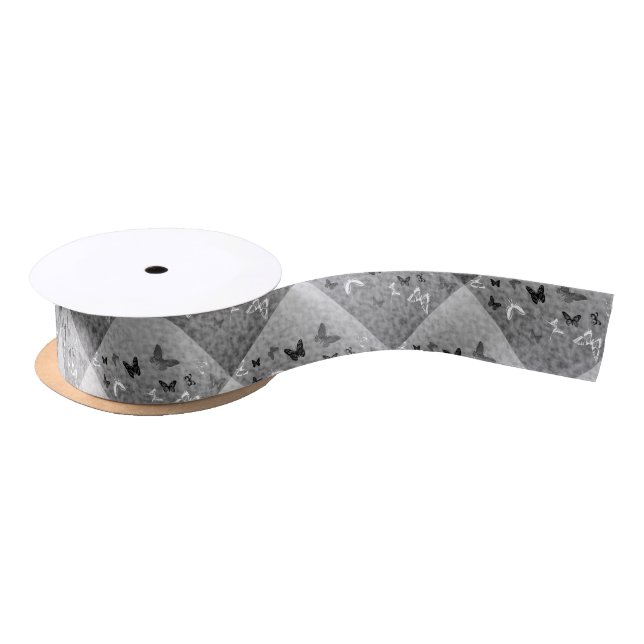 Ruban En Satin Papillons noirs de blanc de n (Bobine)