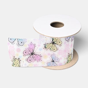 Ruban En Satin papillons pastel