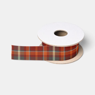 Ruban En Satin Paprika, Motif de Tartan, et Slate ID210