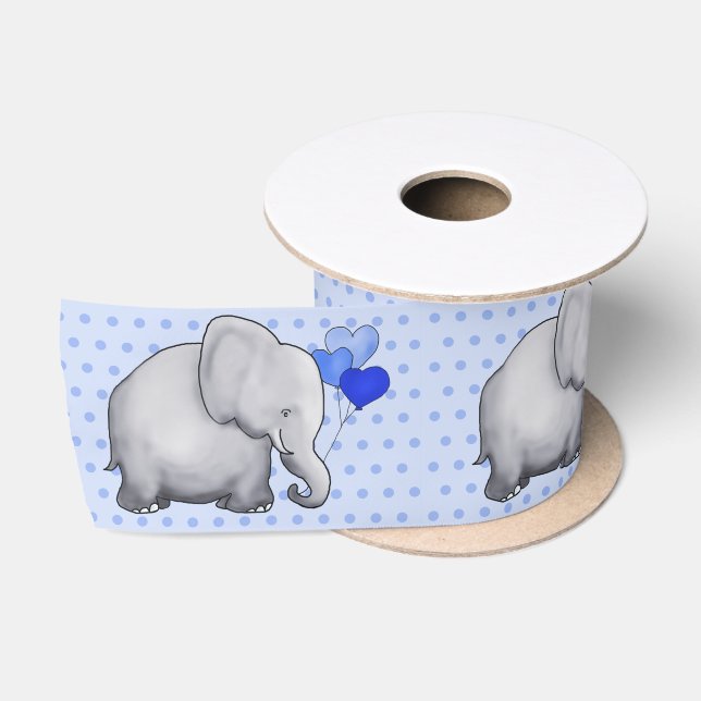 Ruban En Satin Parti des éléphants du Baby shower Pois (Bobine)