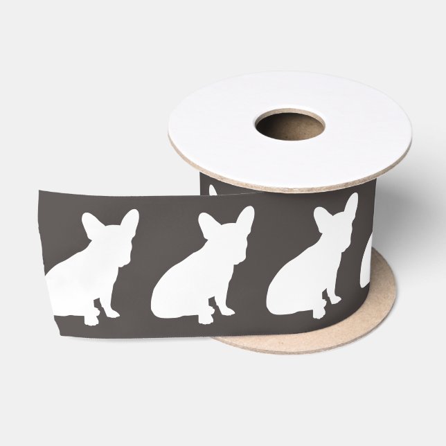 Ruban En Satin Parti Silhouette de Bulldog (Bobine)