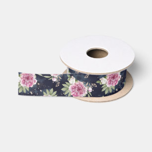 Ruban En Satin Parties scintillant Aquarelle rose Bleu Floral Fil