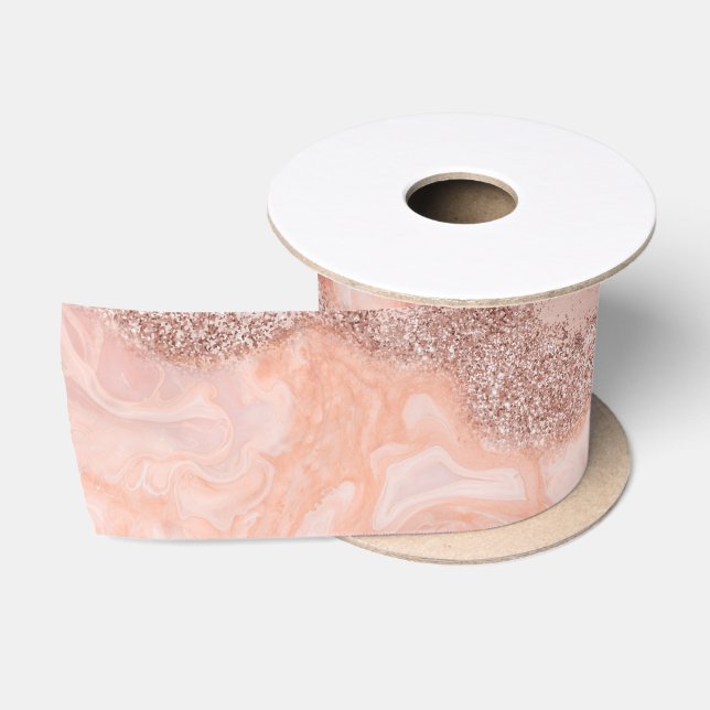 Ruban En Satin Parties scintillant du code géographique rose Gold (Bobine)