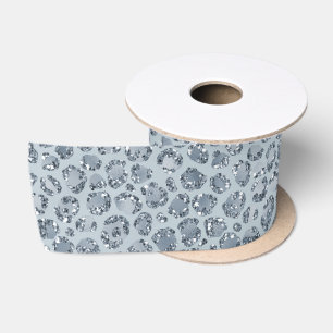 Ruban En Satin Parties scintillant Empreinte de léopard Denim Blu
