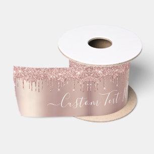 Ruban En Satin Parties scintillant rose Gold Blush Éclats Texte 