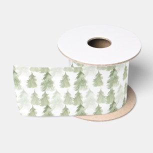 Ruban En Satin Pastel Green Aquarelle Arbre de Noël Motif