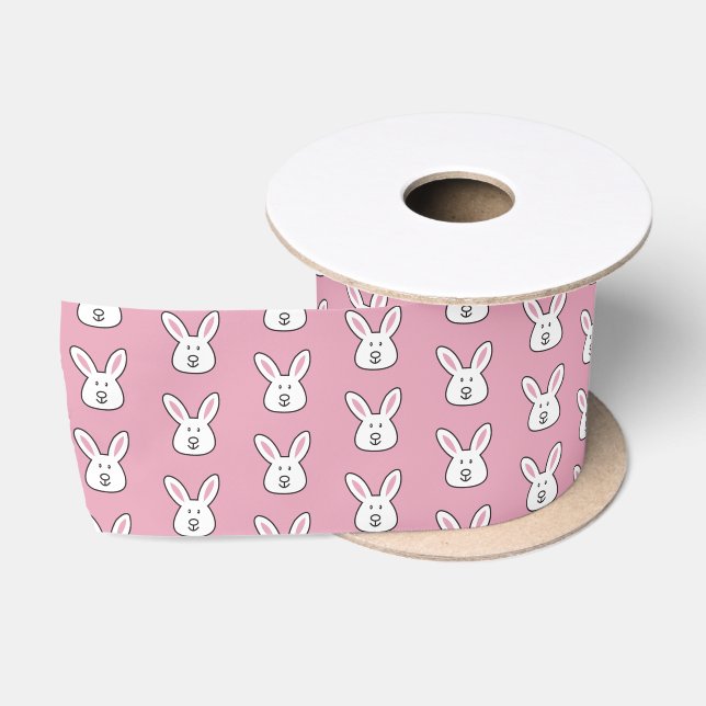 Ruban En Satin Pastel Pink Cute Bunny Motif (Bobine)