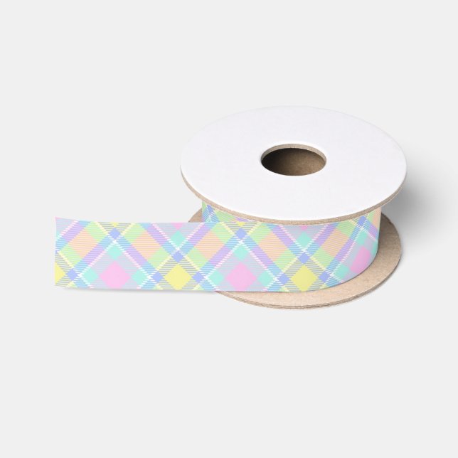 Ruban En Satin Pastel plaid (Bobine)
