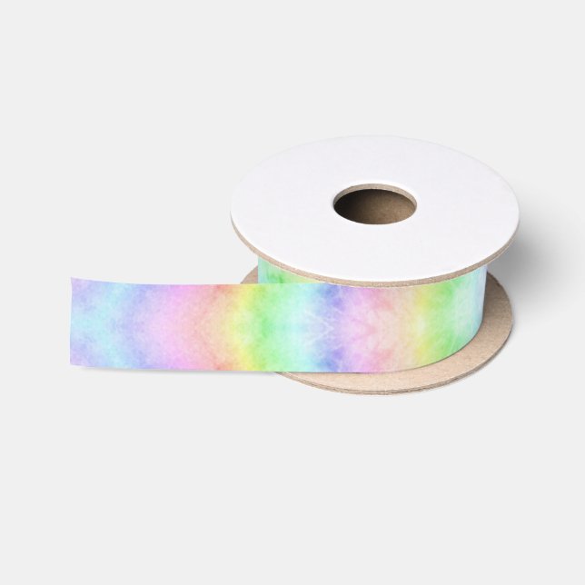 Ruban En Satin Pastel Tie Dye Arc-en-ciel (Bobine)