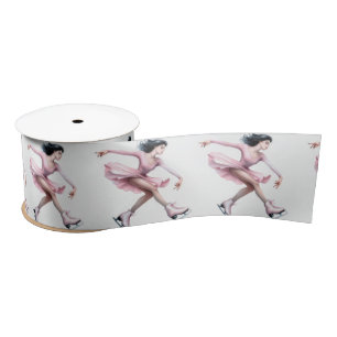 Ruban En Satin Patinage artistique avec patins à glace rose