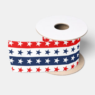 Ruban En Satin Patriotique Rouge, Blanc & Bleu USA Étoiles & Stri