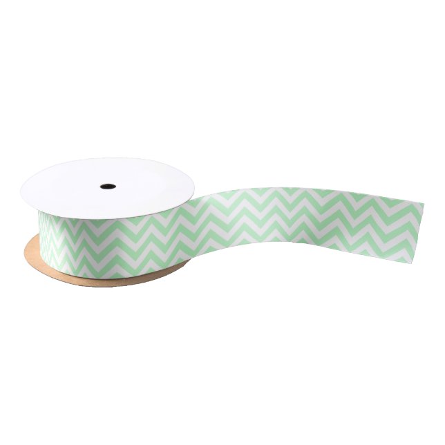 Ruban En Satin Pattern de Mint White (Bobine)