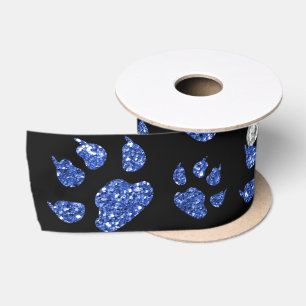 Ruban En Satin Pattes bleues nommées personnalisées de chat de