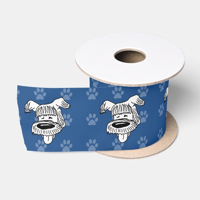 Ruban En Satin Pawprints bleus de chien de berger de bande (Bobine)