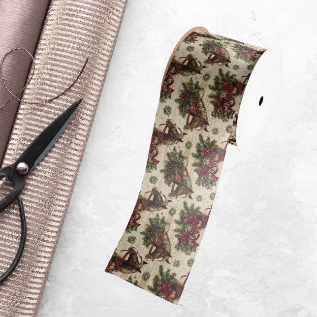 Ruban En Satin Pays Chevaux de Noël (Créateur téléchargé)