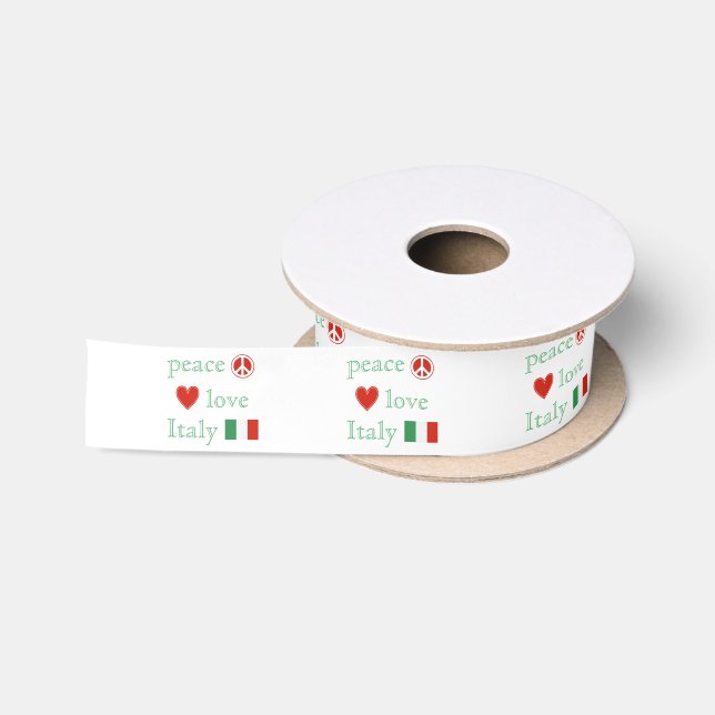 Ruban En Satin Peace Love Italie Adore Coeur République italienne (Bobine)