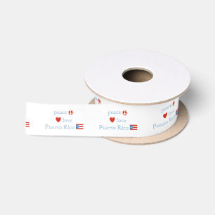 Ruban En Satin Peace Love Porto Rico Heart drapeau porto-ricain