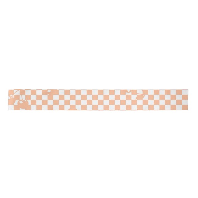 Ruban En Satin Peach Fuzz Cherry En vichy Motif (Devant)
