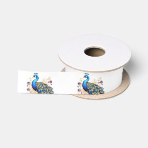 Ruban En Satin Peacock Avec Fleurs Violettes