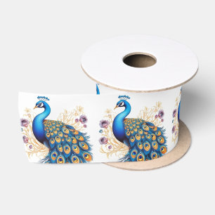 Ruban En Satin Peacock Avec Fleurs Violettes