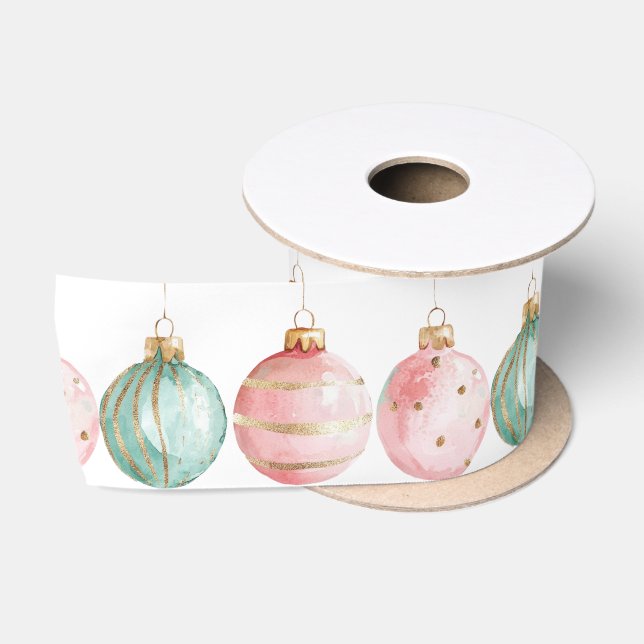 Ruban En Satin Pearl Aqua Pink Christmas Tree Branch Ornements (Bobine)