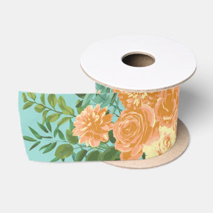 Ruban En Satin Pêche Aqua Turquoise Mariage Roses Floral
