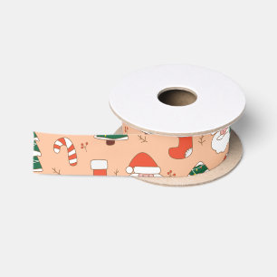 Ruban En Satin Pêcher Père Noël et Sucre de canne