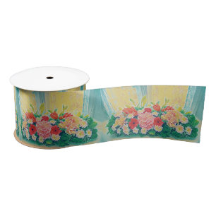 Ruban En Satin Peinture colorée de fleurs