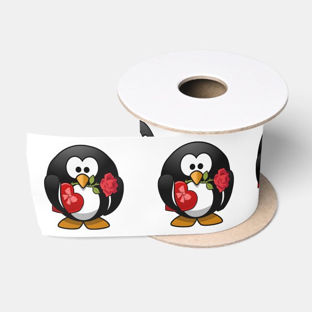 Ruban En Satin Penguin avec des cadeaux pour la Saint-Valentin (Bobine)