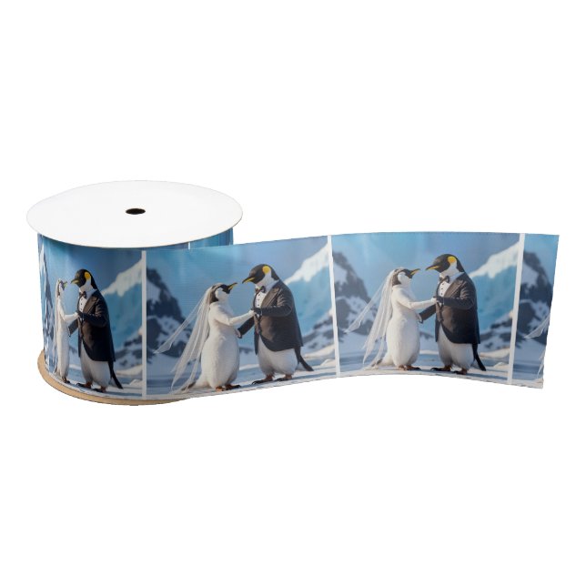Ruban En Satin Penguin Bride and Groom Dancing On Ice (Bobine)