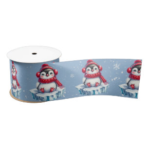 Ruban En Satin Penguin de Noël sur un iceberg
