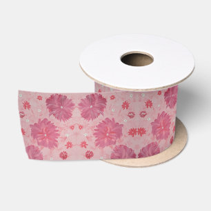Ruban En Satin Peonies roses Ruban cadeau Floral Satin