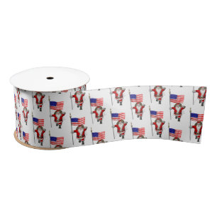 Ruban En Satin Père Noël Avec Drapeau Des Etats-Unis