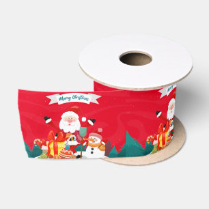 Ruban En Satin Père Noël de Noël avec Snowman et présents
