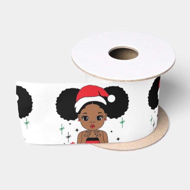 Ruban En Satin Père Noël Noir, Noël Melanin, Vilain Noël (Bobine)