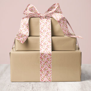 Ruban En Satin Père Noël vintage rétro rose Noël