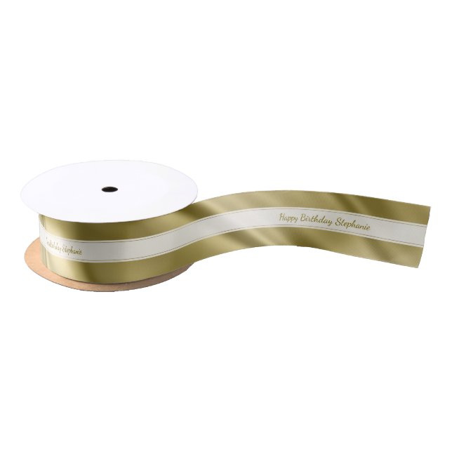 Ruban En Satin Personnalisez le satin d'or de Faux de "joyeux (Bobine)