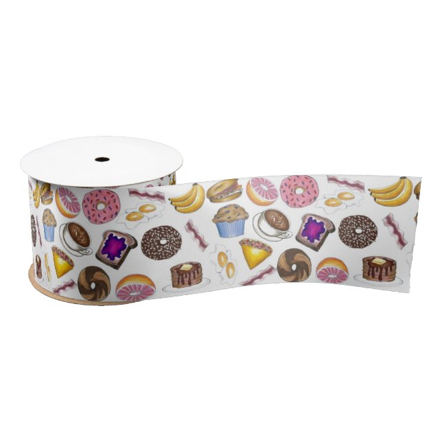 Ruban En Satin Petit-déjeuner Brunch Nourriture Bagel Donut OEufs (Bobine)