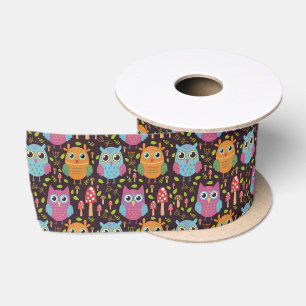 Ruban En Satin Petits Enfants Purple Bleu Orange Chouettes