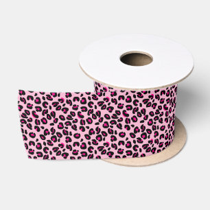 Ruban En Satin Petits motifs de léopard rose