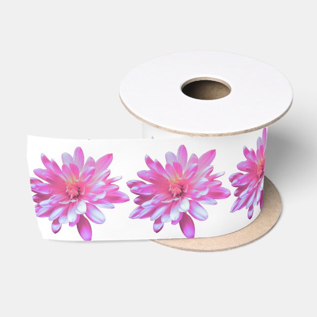 Ruban En Satin Photo de marguerite rose (Bobine)