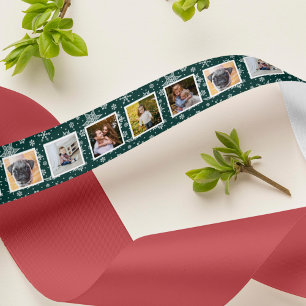 Ruban En Satin Photo du Motif Hunter Green Snowflake