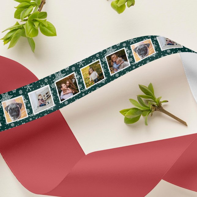 Ruban En Satin Photo du Motif Hunter Green Snowflake (Créateur téléchargé)