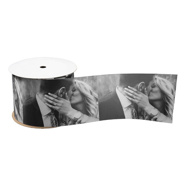 Ruban En Satin Photo Personnalisée Mariage moderne Fiançailles (Bobine)