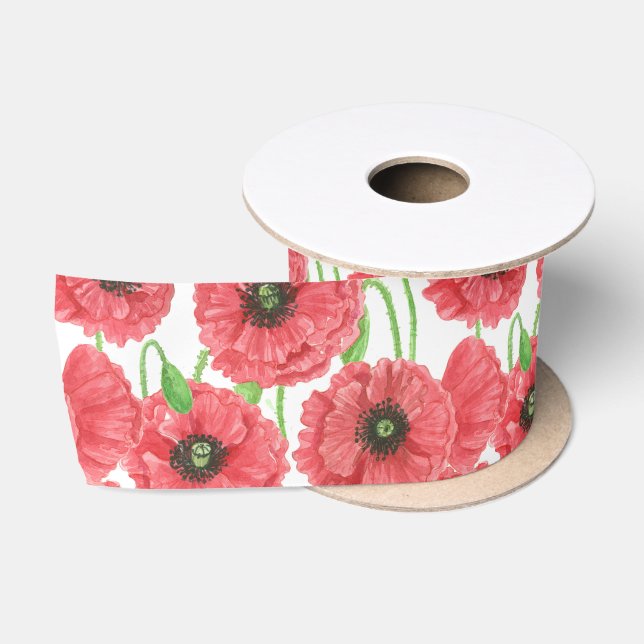 Ruban En Satin Photos aquarelle motif floral (Bobine)