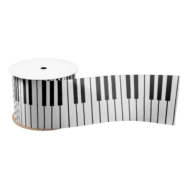 Ruban En Satin Piano Keys ivoire blanc et noir (Bobine)